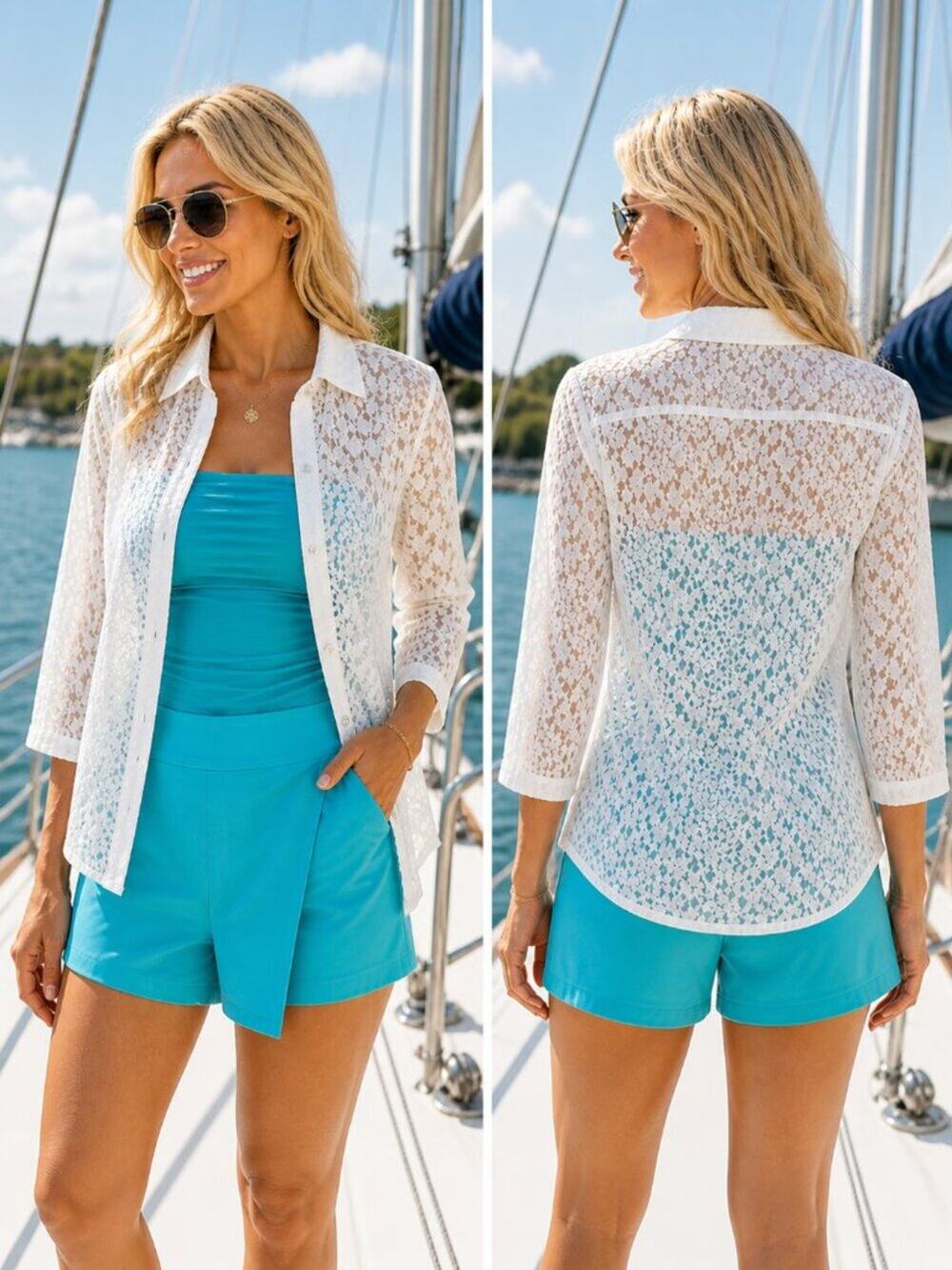 NWT West End White Burnout Sheer Linen Blend Button Front Top Resort Beach Vibes